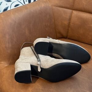 LOFT Outlet Gray Faux Suede Ankle Booties